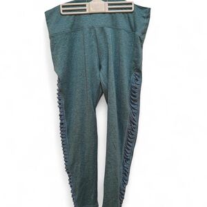 Aerie Turquoise Leggings with Mesh Ruffle Accents